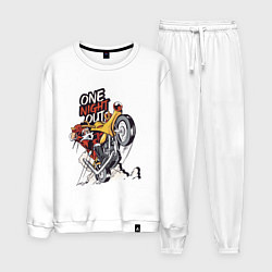 Костюм хлопковый мужской Крутой Санта на мотоцикле, цвет: белый