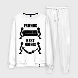 Костюм хлопковый мужской Best friends, цвет: белый