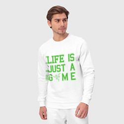 Костюм хлопковый мужской Life is just a game, цвет: белый — фото 2