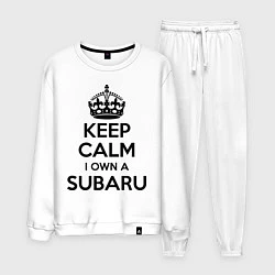 Костюм хлопковый мужской Keep Calm & I own a Subaru, цвет: белый