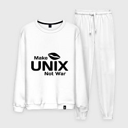 Костюм хлопковый мужской Make unix, not war, цвет: белый