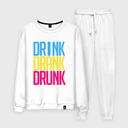 Костюм хлопковый мужской Drink Drank Drunk, цвет: белый