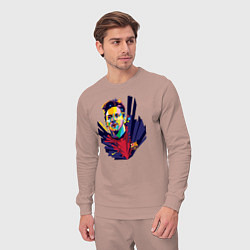 Костюм хлопковый мужской Messi Art, цвет: пыльно-розовый — фото 2