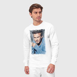 Костюм хлопковый мужской David Beckham: Portrait, цвет: белый — фото 2