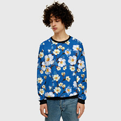 Свитшот мужской Цветы ретро 5, цвет: 3D-черный — фото 2