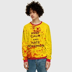 Свитшот мужской Keep Calm & Hate Pokemons, цвет: 3D-красный — фото 2