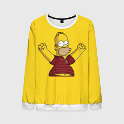 Свитшот мужской Гомер-болельщик, цвет: 3D-белый