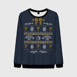 Свитшот мужской Новогодний свитер Чужой цвета 3D-черный — фото 1