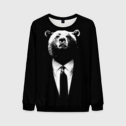 Свитшот мужской Медведь бизнесмен, цвет: 3D-черный