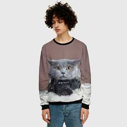 Свитшот мужской Котик фотограф, цвет: 3D-черный — фото 2