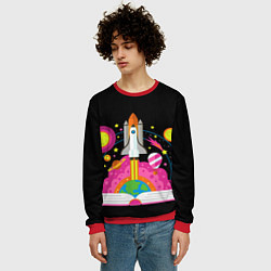 Свитшот мужской Космос, цвет: 3D-красный — фото 2
