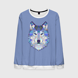 Свитшот мужской Геометрический волк, цвет: 3D-белый