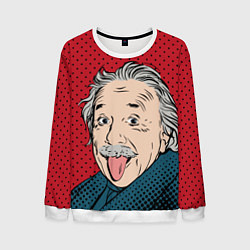 Свитшот мужской Альберт Эйнштейн: Поп-арт, цвет: 3D-белый