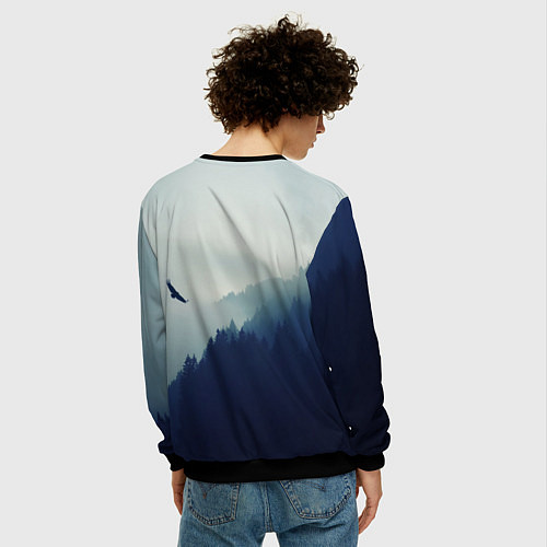 Мужской свитшот Орел над Лесом / 3D-Черный – фото 4