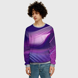 Свитшот мужской Фиолетовые Волны, цвет: 3D-меланж — фото 2