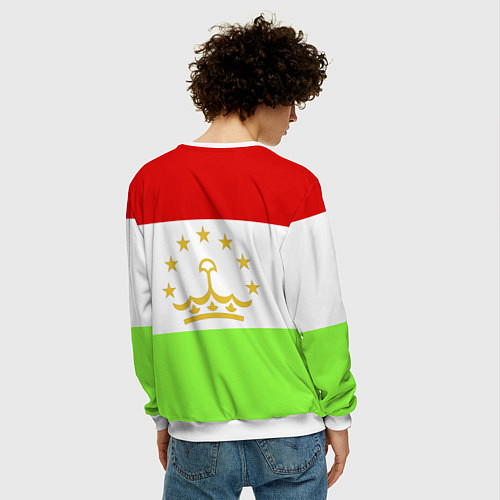 Мужской свитшот Флаг Таджикистана / 3D-Белый – фото 4