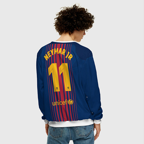 Мужской свитшот Barcelona FC: Neymar Home 17/18 / 3D-Белый – фото 4