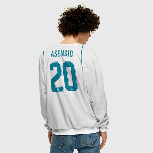 Мужской свитшот Real Mardid FC: Asensio Home 17/18 / 3D-Белый – фото 4