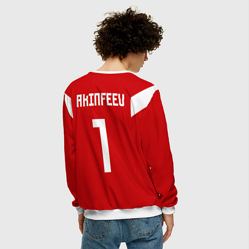 Мужской свитшот Россия: Акинфеев ЧМ-2018 / 3D-Белый – фото 4