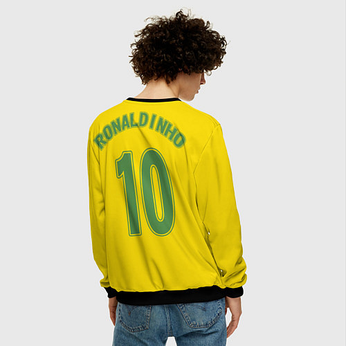 Мужской свитшот Сборная Бразилии: Роналдиньо 10 / 3D-Черный – фото 4
