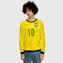 Свитшот мужской Сборная Бразилии: Роналдиньо 10, цвет: 3D-черный — фото 2