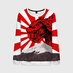 Свитшот мужской Japanese Godzilla, цвет: 3D-белый