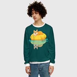Свитшот мужской Корги на пончике, цвет: 3D-белый — фото 2