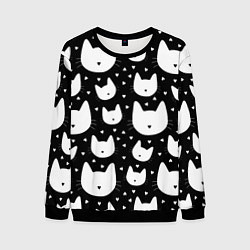 Свитшот мужской Love Cats Pattern, цвет: 3D-черный