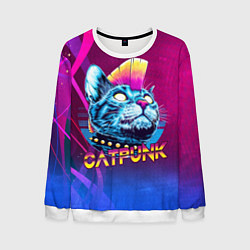 Свитшот мужской Котопанк, цвет: 3D-белый