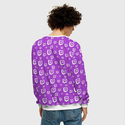 Мужской свитшот Twitch: Violet Pattern / 3D-Белый – фото 4