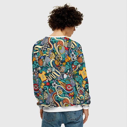 Мужской свитшот Спортивный коллаж / 3D-Белый – фото 4