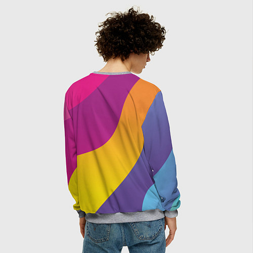 Мужской свитшот Праздничный жираф в очка-сердечках / 3D-Меланж – фото 4