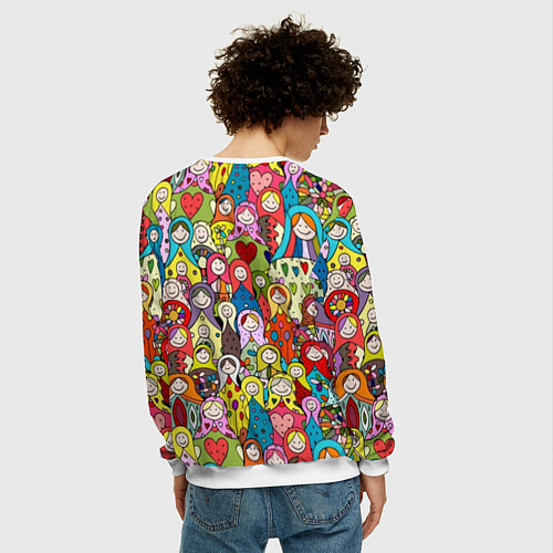 Мужской свитшот Весёлые матрешки / 3D-Белый – фото 4