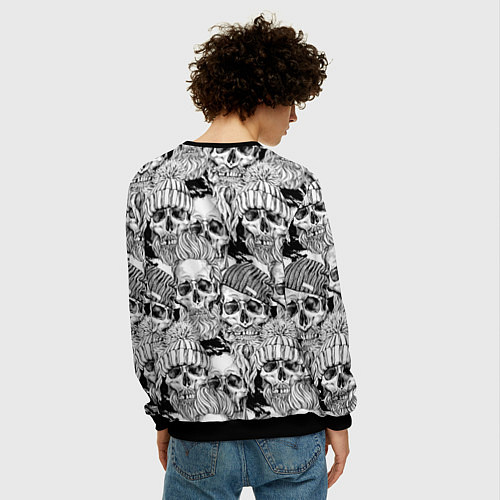 Мужской свитшот Hipster skulls / 3D-Черный – фото 4