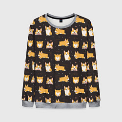 Мужской свитшот Вельш корги бемброк - забавные щенки паттерн