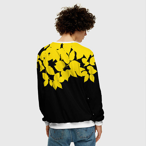 Мужской свитшот Желтые Листья - Минимализм / 3D-Белый – фото 4