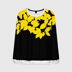Свитшот мужской Желтые Листья - Минимализм, цвет: 3D-белый