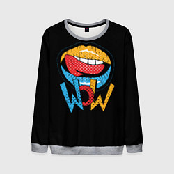 Свитшот мужской Wow - lips with tongue, цвет: 3D-меланж