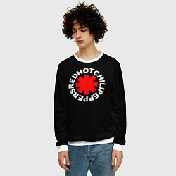 Свитшот мужской Red Hot chili peppers logo on black, цвет: 3D-белый — фото 2