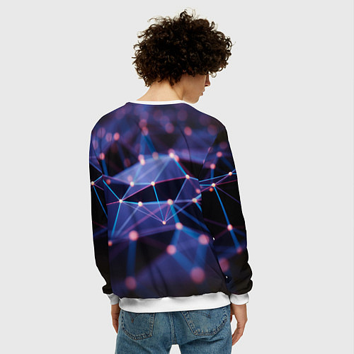 Мужской свитшот Абстрактные линии и свечение / 3D-Белый – фото 4