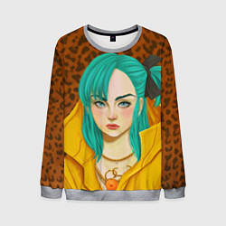 Свитшот мужской Billie Eilish: Turquoise Hair, цвет: 3D-меланж