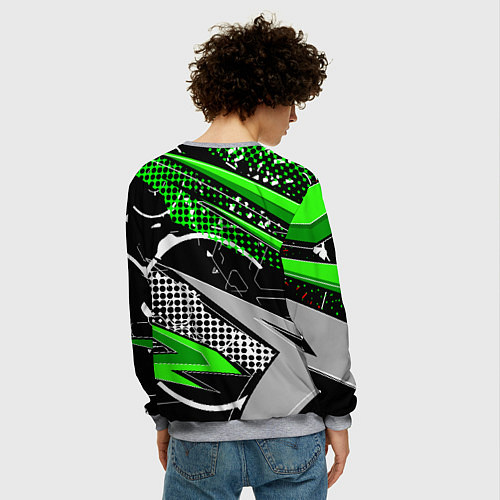 Мужской свитшот Black and green corners / 3D-Меланж – фото 4