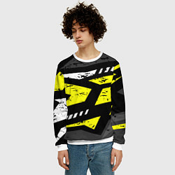 Свитшот мужской Black yellow abstract sport style, цвет: 3D-белый — фото 2