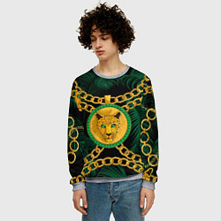 Свитшот мужской Золотой леопард и цепь, цвет: 3D-меланж — фото 2