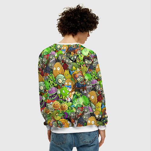 Мужской свитшот PLANTS VS ZOMBIES / 3D-Белый – фото 4