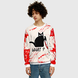Свитшот мужской What cat, цвет: 3D-белый — фото 2