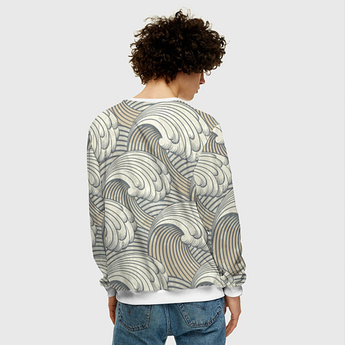 Мужской свитшот Арт волны / 3D-Белый – фото 4