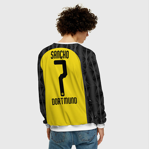Мужской свитшот Sancho home UEFA 19-20 / 3D-Белый – фото 4