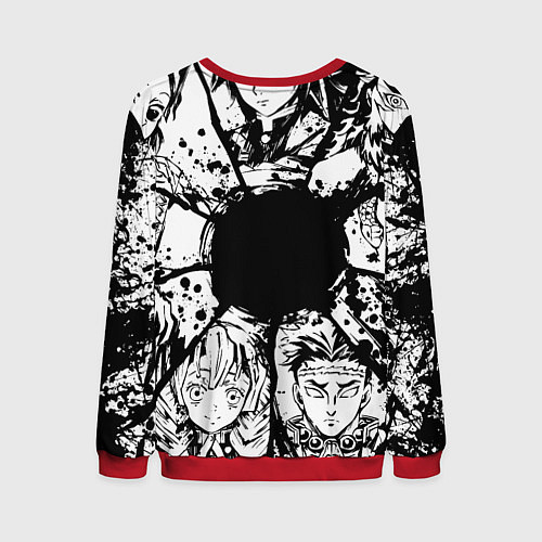 Мужской свитшот Kimetsu no yaiba чернобелый аниме коллаж / 3D-Красный – фото 2