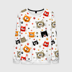 Свитшот мужской Котики с лапками, цвет: 3D-белый